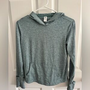 Athleta girl blue long sleeve shirt with a hood